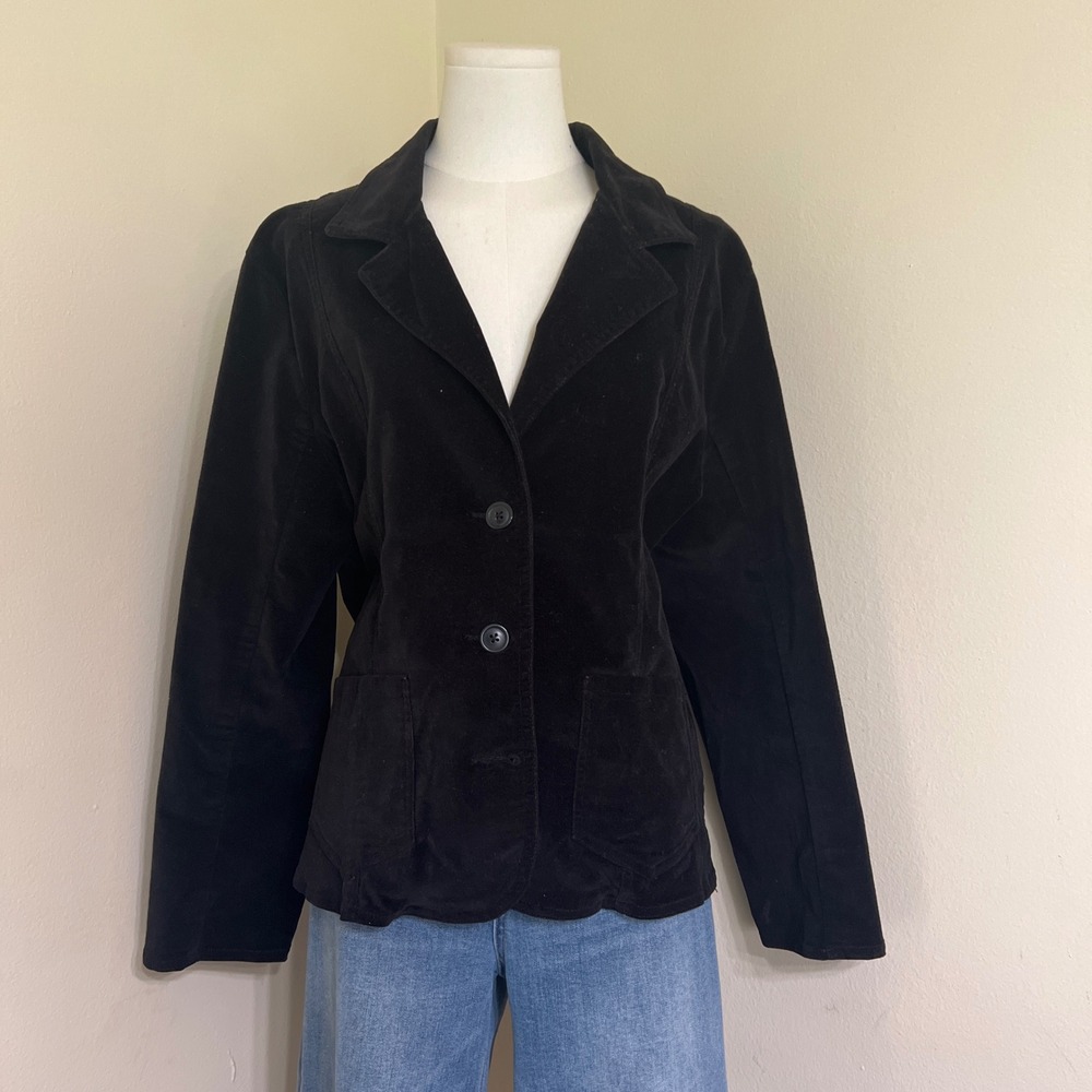 City Elements by Lee Black Corduroy Blazer Jacket PM Petite Medium Two Button